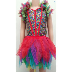 Dance Costume Gallery 15303 Medium Adult Red 2in1 Jazz Musical Sequin Bird